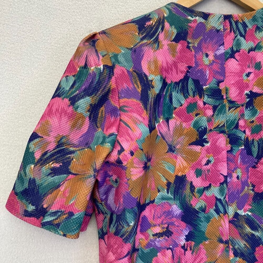 Pablo Collection Button Up Floral Blazer Jacket 8P Petite 8 Colorful 1/2 Sleeve - Picture 10 of 11